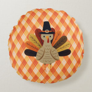 Coussins Ronds Joli dindon de Thanksgiving classique/vintage