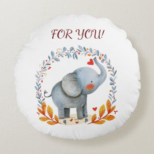 Coussins Ronds joli éléphant aquarelle peint