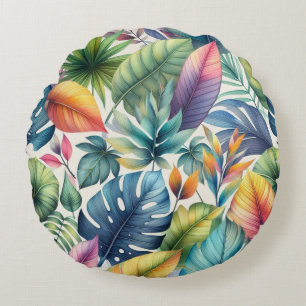 Coussins Ronds Joli Feuilles tropicaux