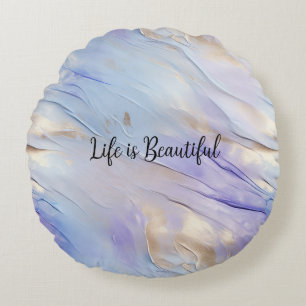 Coussins Ronds Joli Glam Or Purple Pearl Fleurs blanches