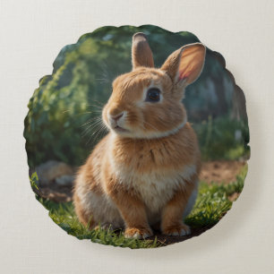 Coussins Ronds Joli jardin de cottage anglais de Pâques lapin
