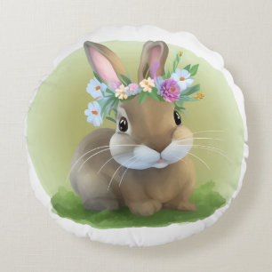 Coussins Ronds Joli lapin de Pâques pour une humeur positive   
