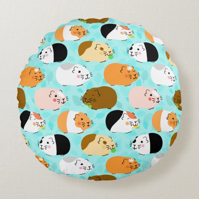 Coussins Ronds Joli motif de cochon d'Inde (Devant)