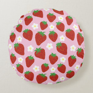 Coussins Ronds Joli motif de fraises d'été