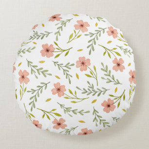 Coussins Ronds Joli Motif Floral Léger en Aquarelle Mignon et Dél