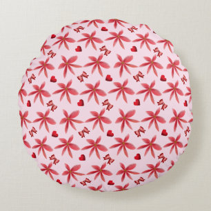 Coussins Ronds Joli motif floral rouge en forme de cœur sans cout