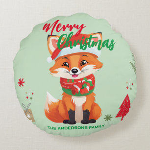 Coussins Ronds Joli Noël renard rouge Père Noël Fête de l'Écharpe