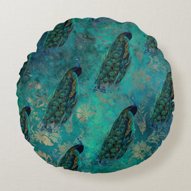 Coussins Ronds Joli Peacock Turquoise (Devant)