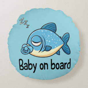Coussins Ronds Joli Poisson Endormi avec Tétine Bébé à Bord
