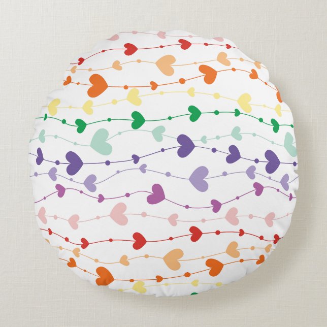 Coussins Ronds Joli Rainbow Hearts Enfants Motifs (Devant)