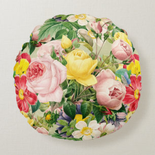Coussins Ronds Joli Rose Vintage Floral Medley