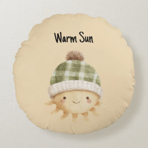 Coussins Ronds Joli Soleil Chaud Avec Chapeau