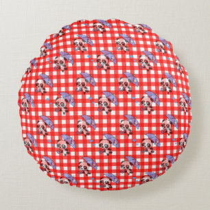 Coussins Ronds Joli Vichy Rouge