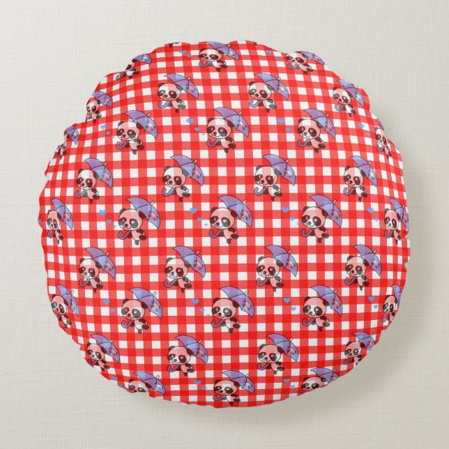 Coussins Ronds Joli Vichy Rouge (Devant)