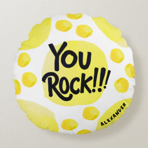 Coussins Ronds Joli Vous Dechirez Typographie Moderne Jaune Et No
