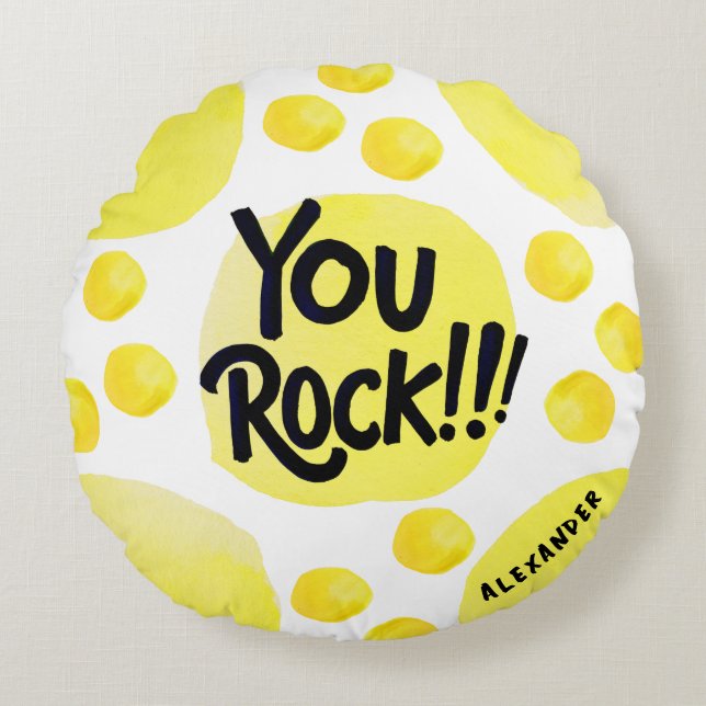 Coussins Ronds Joli Vous Dechirez Typographie Moderne Jaune Et No (Devant)
