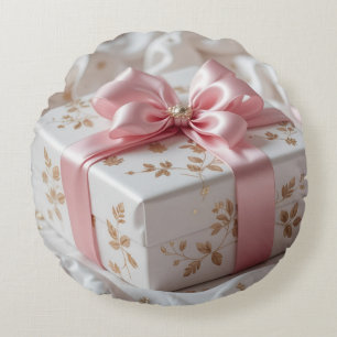 Coussins Ronds jolie boîte-cadeau rose en soie