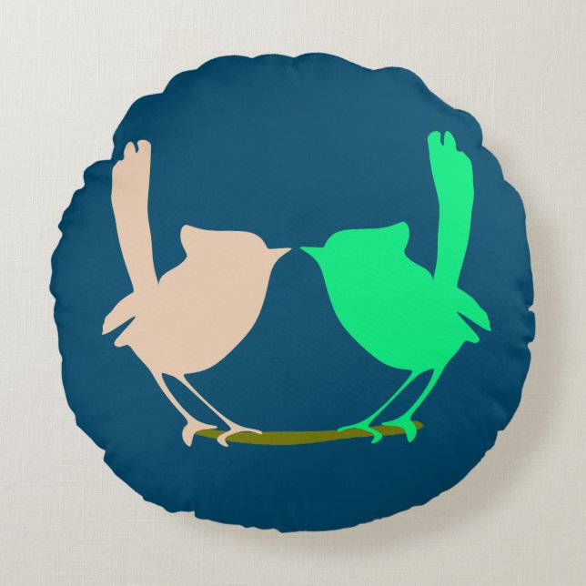 Coussins Ronds Jolie fête des oiseaux de printemps colorés (Devant)