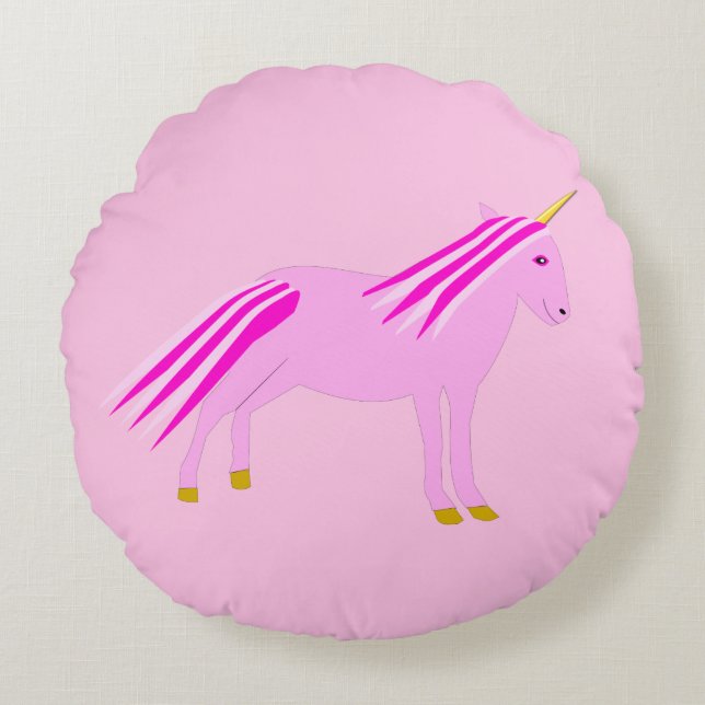 Coussins Ronds Jolie fille rose bébé licorne (Devant)
