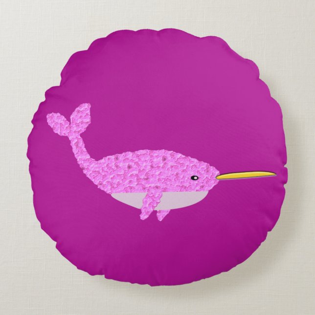 Coussins Ronds Jolie fille rose bébé Narwhal (Devant)
