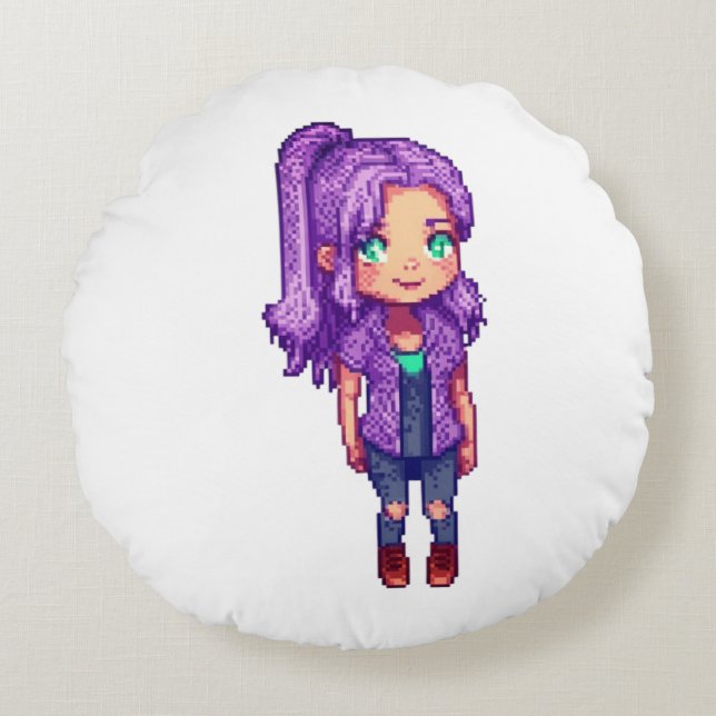 Coussins Ronds Jolie fille violette  (Devant)