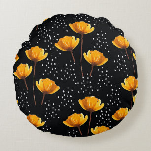 Coussins Ronds Jolie fleur et pois illustration motif