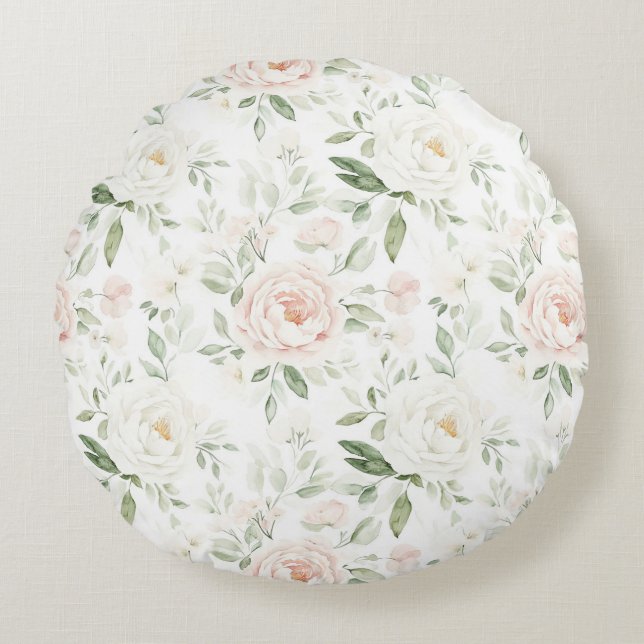 Coussins Ronds Jolie Florale Rose Pâle   (Devant)