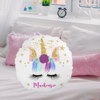 Coussins Ronds Jolie licorne florale
