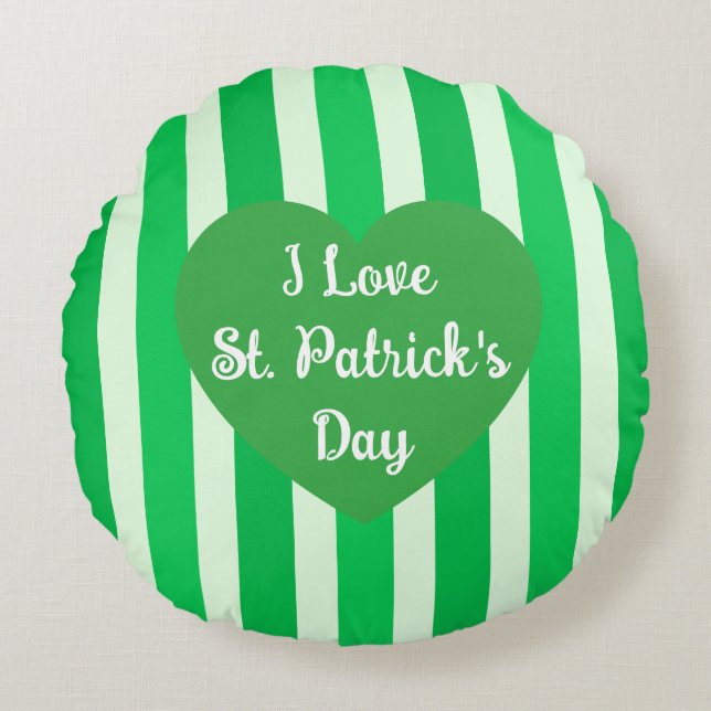 Coussins Ronds Jolie St. Patrick's Day Vert rayé Simple (Devant)