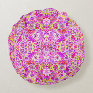 Coussins Ronds Jolies fleurs abstraites roses