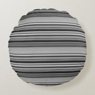 Coussins Ronds Jolies rayures noir gris 