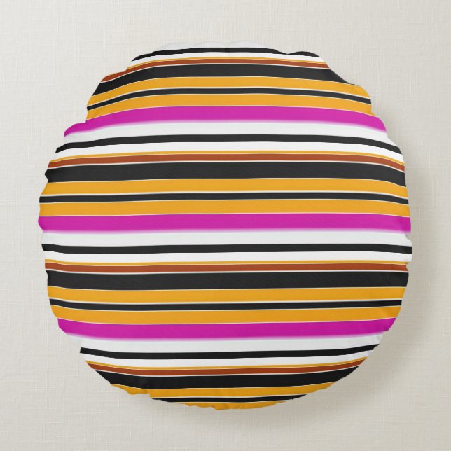 Coussins Ronds Jolies rayures noires orange (Devant)