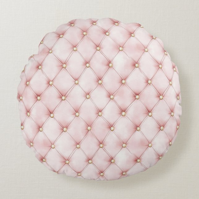 Coussins Ronds Jolis carrés rose or  (Devant)