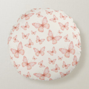 Coussins Ronds Jolis papillons roses