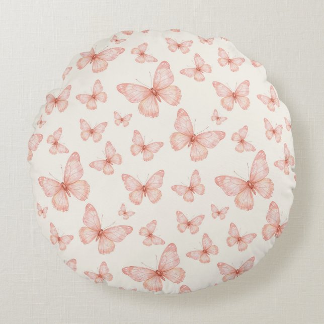 Coussins Ronds Jolis papillons roses (Devant)
