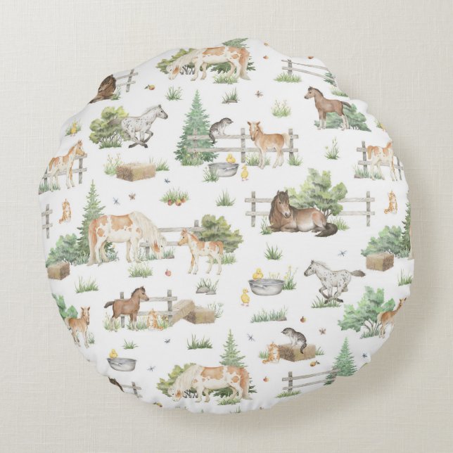 Coussins Ronds Jolis poneys (Dos)