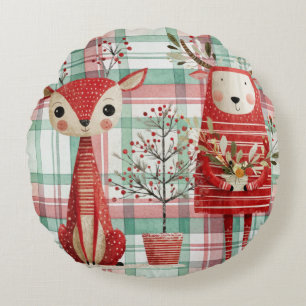 Coussins Ronds Jolis rennes d'hiver