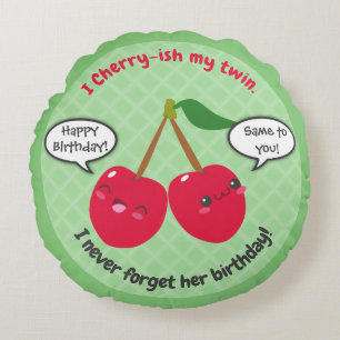 Coussins Ronds Jote Red Cherry Kawaii Twins Anniversaire