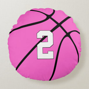 Coussins Ronds Joueur de basket rose Personnalisé Jersey Nombre S