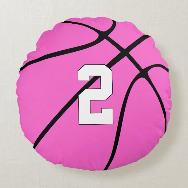 Coussins Ronds Joueur de basket rose Personnalisé Jersey Nombre S (Devant)