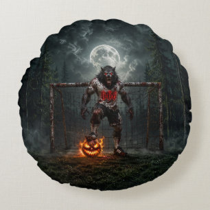 Coussins Ronds Joueur de football Loup-Garou Art Horreur Hallowee