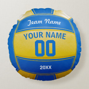 Coussins Ronds Joueur de volley-ball Nom de l'année Équipe bleu