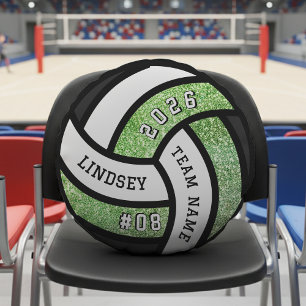 Coussins Ronds Joueur de volley-ball Parties scintillant verte
