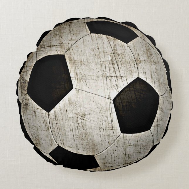 Coussins Ronds Joueur du Soccer Ball Sports Black White (Devant)