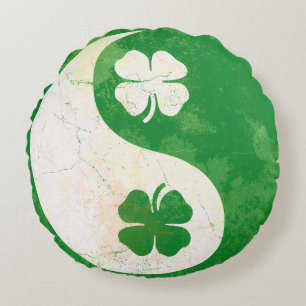 Coussins Ronds Jour de la Saint Patrick irlandais de Yin Yang de