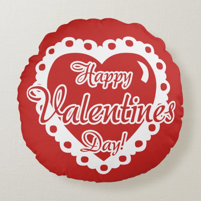 Coussins Ronds Jour des Valentines rouges - JE VOUS AIME (Devant)