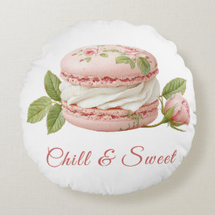 Coussins Ronds Jour du Sandwich de Crème Glacée à la Rose Aquarel