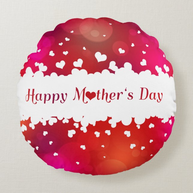 Coussins Ronds Jovely Happy Mother's Day Hearts (Devant)