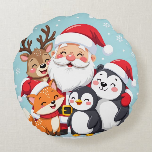 Coussins Ronds Joy to the World Christmas Round Pillow (Dos)