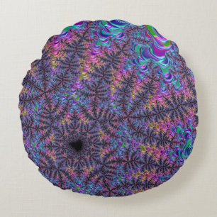 Coussins Ronds Joyau coloré Boho super Tonalité Fractal Art